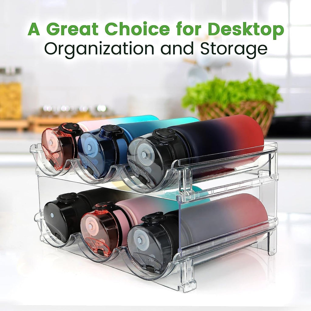Water Bottle Organizer for Cabinet, Water Bottle Storage Organizer, 2 Packs Water Bottle Storage Rack, Water Bottle Holder for Cabinet, Stackable Water Bottle Storage Rack - Imagem 6