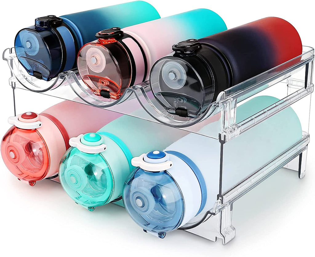 Water Bottle Organizer for Cabinet, Water Bottle Storage Organizer, 2 Packs Water Bottle Storage Rack, Water Bottle Holder for Cabinet, Stackable Water Bottle Storage Rack - Imagem 1
