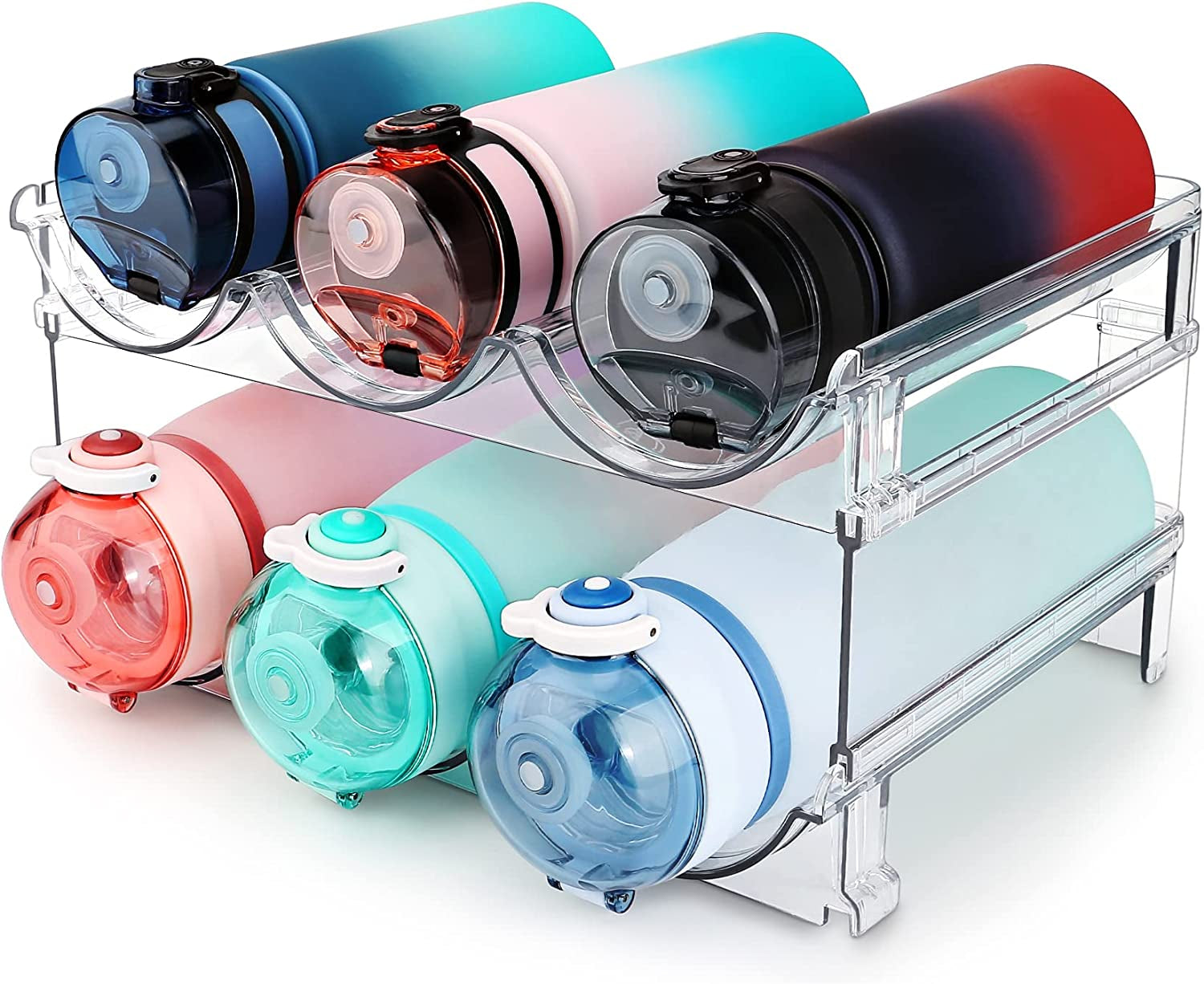 Water Bottle Organizer for Cabinet, Water Bottle Storage Organizer, 2 Packs Water Bottle Storage Rack, Water Bottle Holder for Cabinet, Stackable Water Bottle Storage Rack - Imagem 1