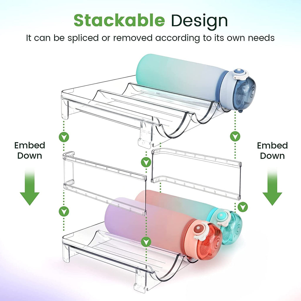 Water Bottle Organizer for Cabinet, Water Bottle Storage Organizer, 2 Packs Water Bottle Storage Rack, Water Bottle Holder for Cabinet, Stackable Water Bottle Storage Rack - Imagem 2